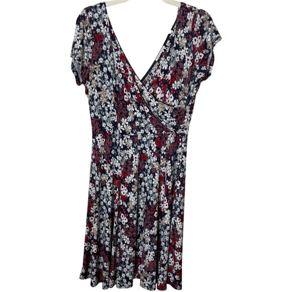Kaileigh Dresses & Skirts - Kaileigh Amandine Floral Surplice Dress XL Short Sleeve V Neck Stretch